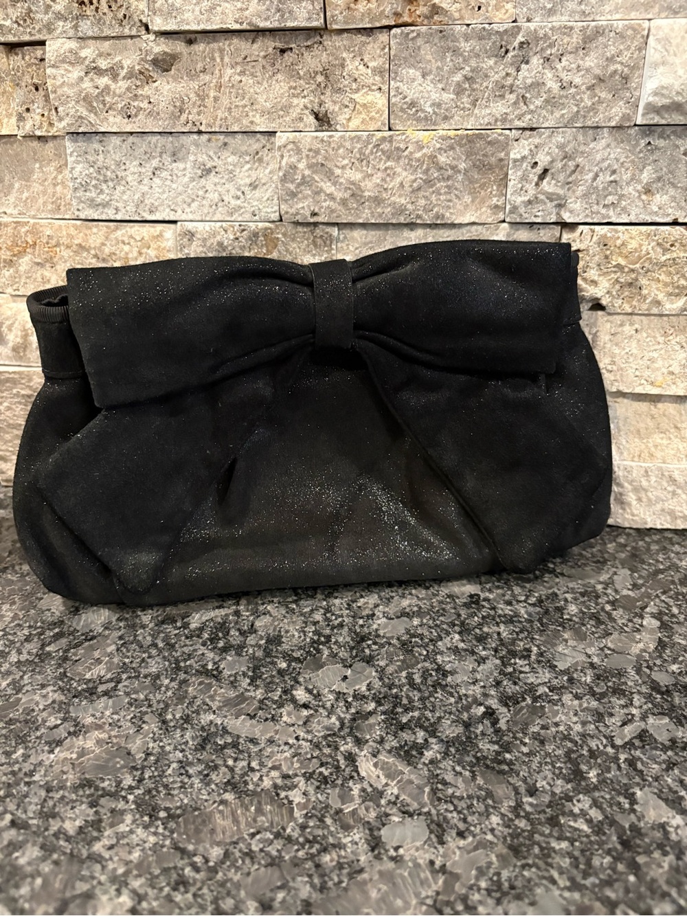 Ann Taylor Leather Clutch with Bow Front